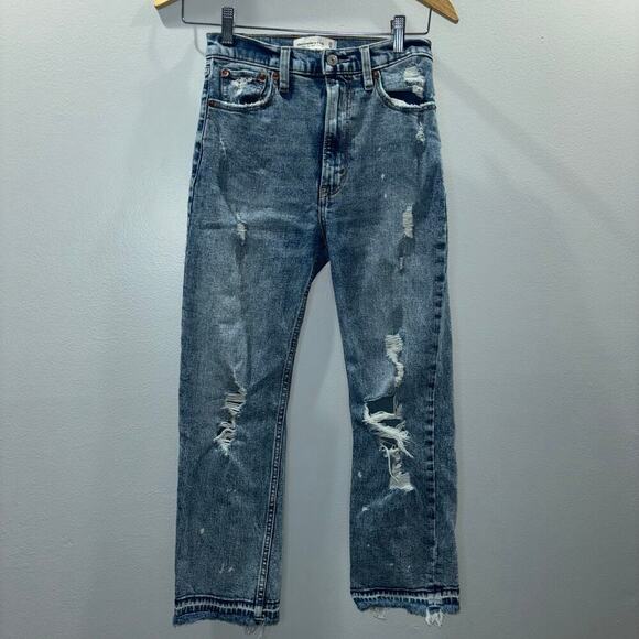 Abercrombie & Fitch Ultra High Rise Ankle Straight Jeans Size 25 - Picture 2 of 10